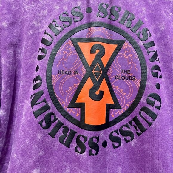GUESS 88 RISING HOODIE SWEATSHIRT HEAD IN THE CLOUDS SZ L PURPLE ACID STREETWEAR - Picture 5 of 16